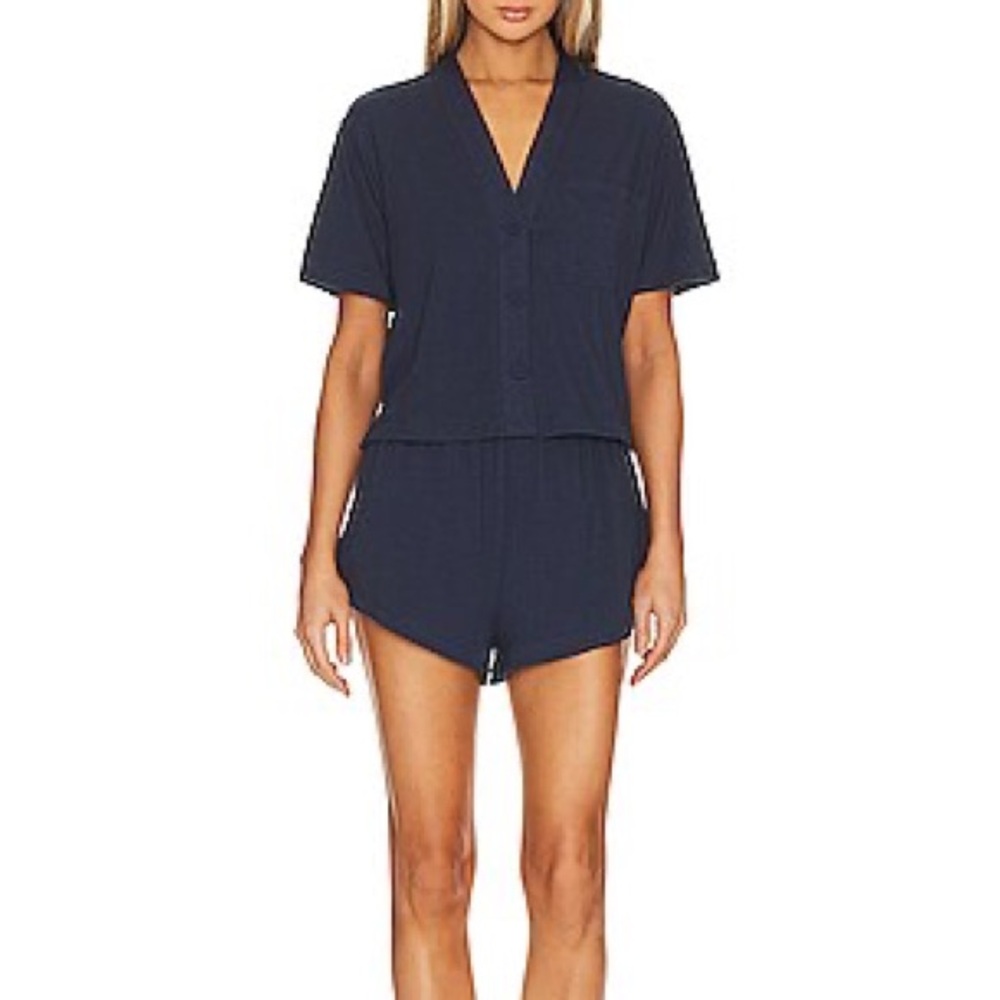 lunya Navy Short Pajama Set